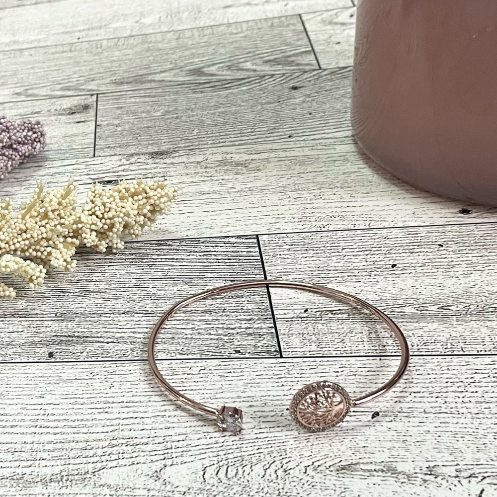 Gorgeous Women’s Rose Gold Tree of Life Zircon Bracelet
